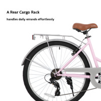 Vélo de plage complet HILAND 26 pouces pour adultes, cadre à enjambement bas 7 vitesses avec porte-bagages arrière, style rétro pour hommes et femmes