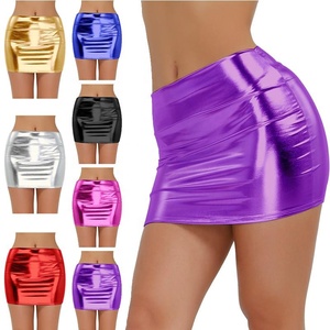 Mini <span class=keywords><strong>gonna</strong></span> Wetlook <span class=keywords><strong>in</strong></span> <span class=keywords><strong>pelle</strong></span> verniciata Sexy da donna <span class=keywords><strong>con</strong></span> tessuti eleganti da donna per gonne - Product Image 1