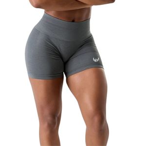 Shorts de sport gris anthracite taille mi-haute pour femme – Doux, extensibles, pour entraînement, fitness, yoga et tenue de performance - Product Image 1