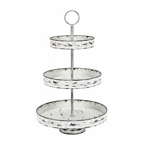 Étagère à 2 niveaux en métal bronze huilé rustique avec poignée, style ferme, pour présentation de cupcakes, gâteaux et desserts - Product Image 5