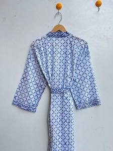 Bata Kimono con Estampado de Dibujos Animados para Mujer, Suave y Transpirable, de Algodón, para Verano, Hecha a Mano, ODM, Cuello en V, Cintura Elástica, Largo hasta la Rodilla - Product Image 3