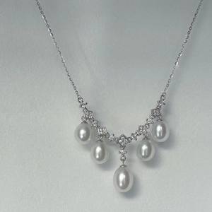 Collar de Perlas de Agua Dulce con Colgante de Gota de Agua de Estilo Barroco, Collar Vintage de Palacio con Perlas Aurora Rice, Cadenas Finas Sólidas de Plata S925 - Product Image 2