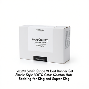 Ensemble de couvre-lit rayé satiné 20x90 avec housses de coussin, style simple, 300TC, literie en coton pour hôtel, pour lits King et Super King - Product Image 2