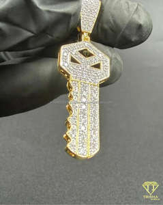 Pendentif en forme de crâne plaqué or rose entièrement serti de diamants de laboratoire VVS en argent sterling 925, bijoux hip-hop - Product Image 2