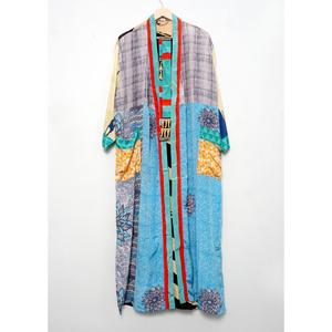 Kimono de Talla Única con Estampado Floral Vintage, Saari de Seda con Parches, Elegante y Casual, con Cierre de Cordón, Suave, Transpirable y Sexy, de Longitud Completa - Product Image 2