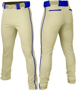 Pantalon de baseball noir pour homme, coupe ajustée, en polyester anti-humidité, avec ceinture, couleur unie, grandes tailles, protection UV, bandes latérales - Product Image 3