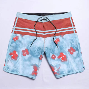Shorts de bain pour hommes à imprimé floral, séchage rapide, taille à cordon de serrage, longueur mi-cuisse, vêtements de bain décontractés, tissu polyester - Product Image 4