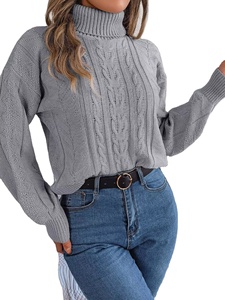 Pulls en tricot décontractés pour femmes avec col roulé 100% acrylique Logo avant - Chaleur et confort pour les saisons plus froides - Product Image 3