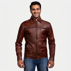 Chaqueta de cuero PU vintage para hombre, diseño casual, para primavera, estilo motero, con bolsillos, nueva chaqueta de motociclista para hombre - Product Image 4
