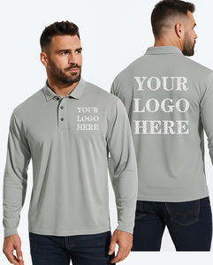 Men's Long Sleeve Shirt Solid Color Breathable 100% Cotton Jersey Fabric Anti-Wrinkle Custom Logo Front Print Casual ODM - Product Image 1