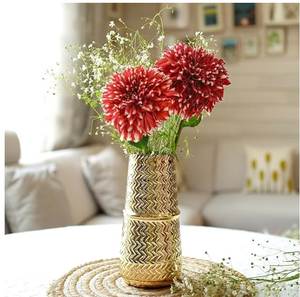 Modern Metal Flower <b>Vase</b> Decorative Design Home Decor Centerpiece Table Accent Piece Stylish Finish <b>Unique</b> Shape - Product Image 2