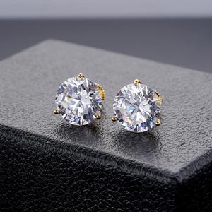 Boucles d'oreilles élégantes en argent sterling 925 avec diamant solitaire en moissanite, bijoux intemporels de luxe pour femmes - Product Image 1