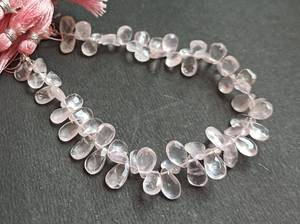 Natural Rose Quartz Faceted Pear Shape Briolette 8.5 Inch Strand Size 5x7 to 6x8 MM High Quality Rose Quartz <b>Gemstone</b> Briolette - Product Image 2