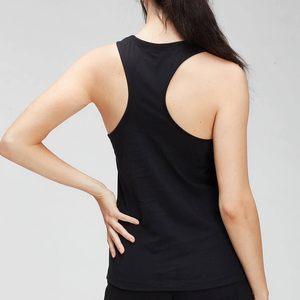 Camiseta sin mangas de punto transpirable de algodón para mujer, ideal para yoga, ejercicio y estiramiento, con aberturas laterales, color liso, venta al por mayor. - Product Image 3