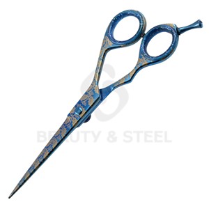 Tijeras Profesionales para Cortar el Cabello con Diseño de Puntos Azules, Tijeras de Barbero con Borde Convexo Afilado y Patrón Vibrante Único - Product Image 6