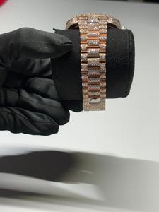 Luxury New Moissanite Full Rose <b>Gold</b> Round Cut Diamond And Stick Dial <b>Watch</b> Wedding Gift For Unisex - Product Image 4