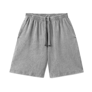 Shorts de survêtement streetwear délavés à l'acide pour hommes, vente en gros, logo personnalisé, shorts vintage en molleton French Terry délavés à la pierre pour hommes - Product Image 3