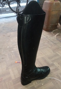 Tall Riding <b>Boots</b> with Buckle Closure Stylish Women's Genuine Leather Solid Color Equestrian Style with YKK Zipper and TPR Sole - Product Image 4
