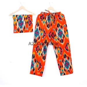 Ensemble de pyjama pour femmes en coton 100% floral bohème de luxe, 2 pièces, vêtements de nuit toutes saisons avec taille élastique - Product Image 2