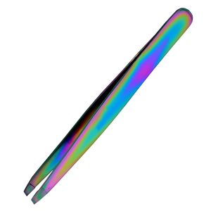 Professional Stainless Steel Slanted Tip Eyebrow <b>Rainbow</b> Color Tweezers with Reusable & Durable Design and Custom Logo Low MOQ - Product Image 5