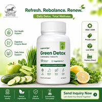 Comprimés à croquer Elma Food Green Detox, 60 unités, enzymes digestives, soutien de la santé intestinale, détox quotidienne naturelle, Halal, GMP, HACCP