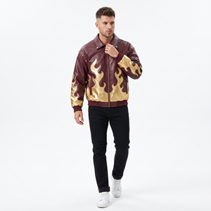Blouson en cuir pour homme Dumela, style moto, col rabattu, fermeture à bouton unique, coupe régulière, séchage rapide, respirant - Product Image 5
