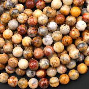 Perles rondes lisses en agate Crazy Lace naturelle jaune, certifiées IGI, provenance Rajasthan, pour la fabrication de bijoux, fournisseur en gros - Product Image 4