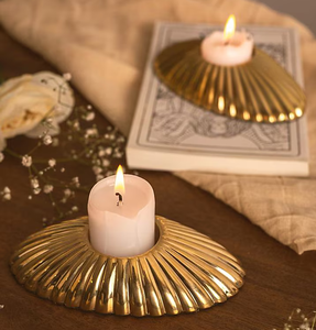 Portavelas de latón con acabado metálico para velas de té, para bodas, eventos festivos, moderno y decorativo, para decoración del hogar, para mesa. - Product Image 2