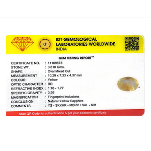 3.05 Carat Oval Cut Yellow Sapphire Loose Gemstone 10x12mm for Fine Jewelry - Product Image 4