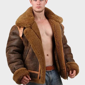Blouson aviateur vintage en peau de mouton B-3 pour homme, marron vieilli - Product Image 5