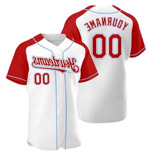 Haute qualité personnalisé couleur unie vêtements de baseball boutonné personnalisé cousu nom numéro maillot de baseball couleur rouge et blanc - Product Image 1
