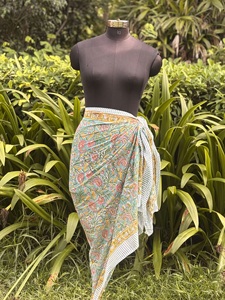 Custom Cotton Floral Print Beach Sarong Pareo for Women Wholesale Beach Cover Up <b>Wrap</b> Skirt Swimwear Cover - Product Image 3