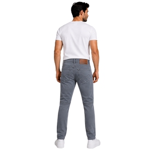 Custom Grey Mens Slim Fit Biker Jeans Stretch Denim Pants Ribbed <b>Knee</b> Detail Casual Streetwear Fashion Trousers With Pockets - Product Image 2
