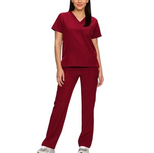 Unisex Custom Logo High Quality Cotton-Polyester Canvas Needle-Detecting Medical <b>Scrubs</b> <b>Top</b> V-Neck Breathable Anti-Wrinkle - Product Image 1
