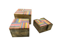 Boîte de rangement pour crayons de couleur, crayons à mine, bijoux, en bois écologique, design moderne, faite à la main, de forme carrée, pour la décoration de table, la maison, Noël