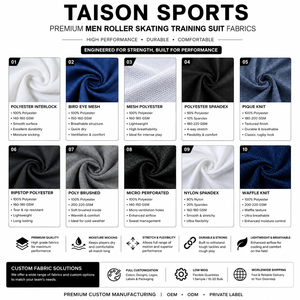 Combinaison d'entraînement unisexe pour roller TAISON SPORTS, 300 GSM, polyester interlock premium, design à panneaux bleu marine et or, sublimation personnalisée - Product Image 2