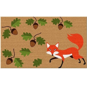 Tapis de porte en fibre de coco faits à la main de qualité supérieure lavable dessin animé renard imprimé décor d'entrée pour chambre d'enfants prix de gros avec bas quantité minimale de commande - Product Image 1