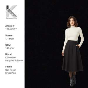 ผ้ากระโปรงสีพื้นดีไซน์ใหม่สำหรับผู้หญิง ผ้าฝ้ายทอ 100% เทคนิคการทอแบบ Eco PAPER TOUCH สำหรับใช้ทำเสื้อผ้า - Product Image 1
