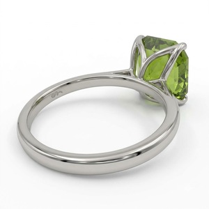 Bague de fiançailles solitaire en or blanc 14 carats avec pierre précieuse verte taille coussin de 3,25 carats, fabricant de bijoux fins sur mesure - Product Image 5