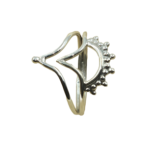 Anillo Abierto Minimalista de Plata de Ley 925, Hecho a Mano, Ajustable, Diseño Abstracto Geométrico de Ondas y Puntos, Joyería Moderna para Mujer, Unisex - Product Image 1