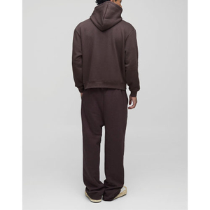 Sweat-shirt à capuche marron foncé pour homme, coupe classique, en polaire, décontracté, pour l'automne, avec poche - Product Image 2