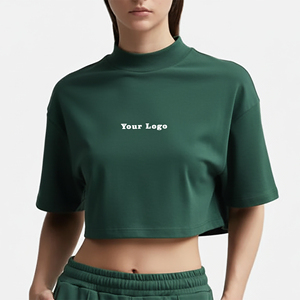 Nouveauté 2025 – T-shirt court d'été en jersey 100 % coton, col rond large, broderie personnalisée, appliqués, léger - Product Image 4