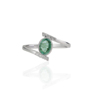 New Classy 925 Sterling <b>Silver</b> Bypass Natural <b>Emerald</b> Gemstone & Diamond <b>Ring</b> Wholesale Fine Handmade Jewelry For Women - Product Image 1