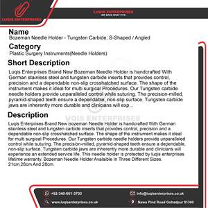 Portaagujas Bozeman de Carburo de Tungsteno en Forma de S, Instrumento Quirúrgico de Acero Inoxidable Angulado, Reutilizable y Autoclavable, 14 cm - Product Image 5