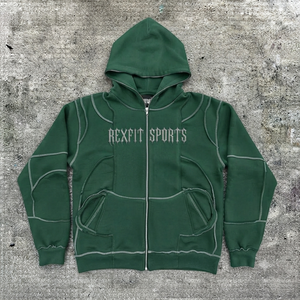 Nouveau design REXFIT SPORTS Sweat-shirt zippé en molleton 100% coton pour homme, personnalisable, avec logo sur le devant, poche, style sportif, vêtement d'automne, coupe ample - Product Image 3
