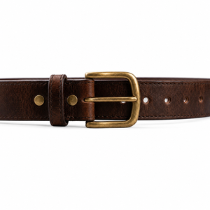 Brown Leather Belt Brass Buckle Men Casual <b>Dress</b> Waist <b>Strap</b> Wholesale Custom OEM Fashion Belt Supplier Manufacturer Export Bulk - Product Image 2
