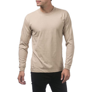 T-shirt à manches longues pour homme, gris, col rond, coupe classique, couleur unie, décontracté, tricoté en coton respirant - Product Image 4