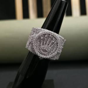 Bague Hip Hop Tendance en Or Massif 18K Certifié IGI, Sertie de Moissanite 13.12 CT, Design Couronne Entièrement Sertie de Pierres, Collection DOPE JEWELLS - Product Image 1