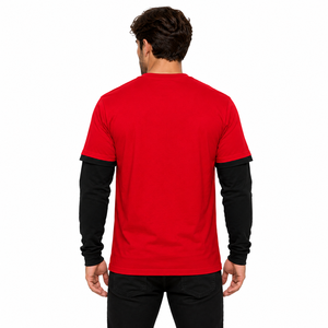 Camiseta de Manga Larga para Hombre de Alta Calidad, Estilo Moderno, Efecto de Dos Piezas, Camiseta Estética con Capas - Product Image 2