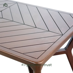 Table de salle à manger moderne en teck massif de luxe, ensemble de meubles commerciaux robustes pour bistrot et salon - Product Image 6